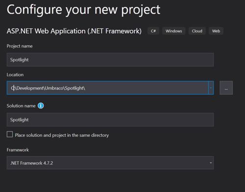 Configure ASP.NET application in MSVC